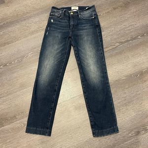 Frame Denim Jeans Le Nouveau Straight Crop Ankle Distressed